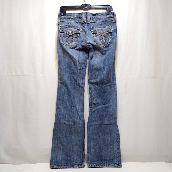 VF Jeanswear Women's 3x34 Low Rise Flared Legs With Silver & Gold Mini-Studs EUC - Picture 2 of 7